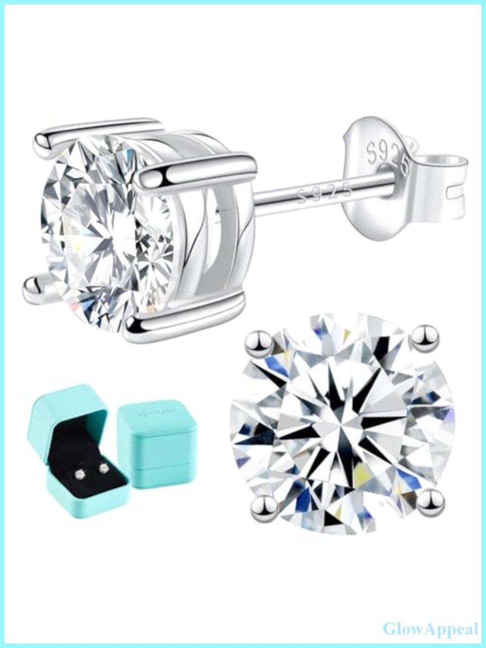 Moissanite Stud Earrings 1ctw 925 Sterling Silver 14K White Gold Plated